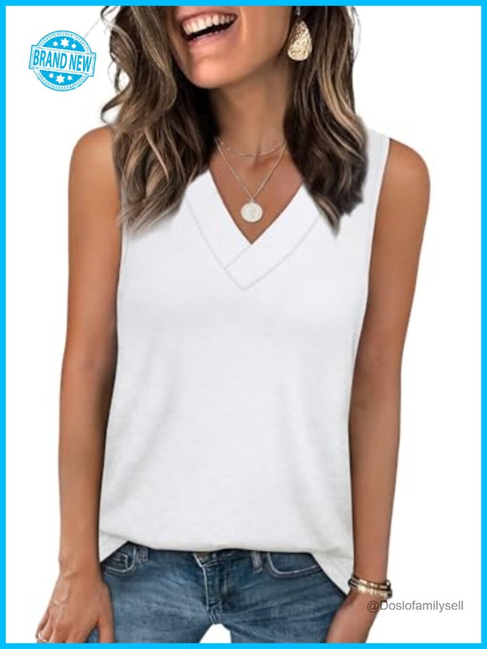 WIHOLL Women's V-Neck Sleeveless Tank Top Soft Polyester Rayon Spandex